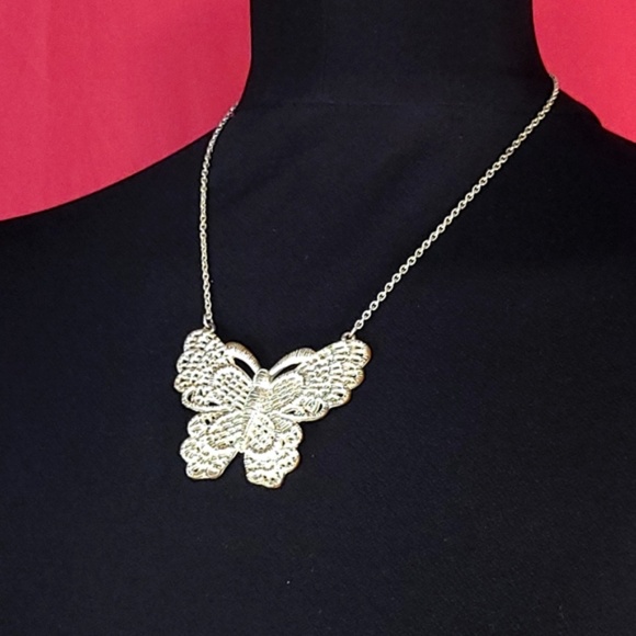 Jewelry - Large Butterfly Statement Filagree Necklace